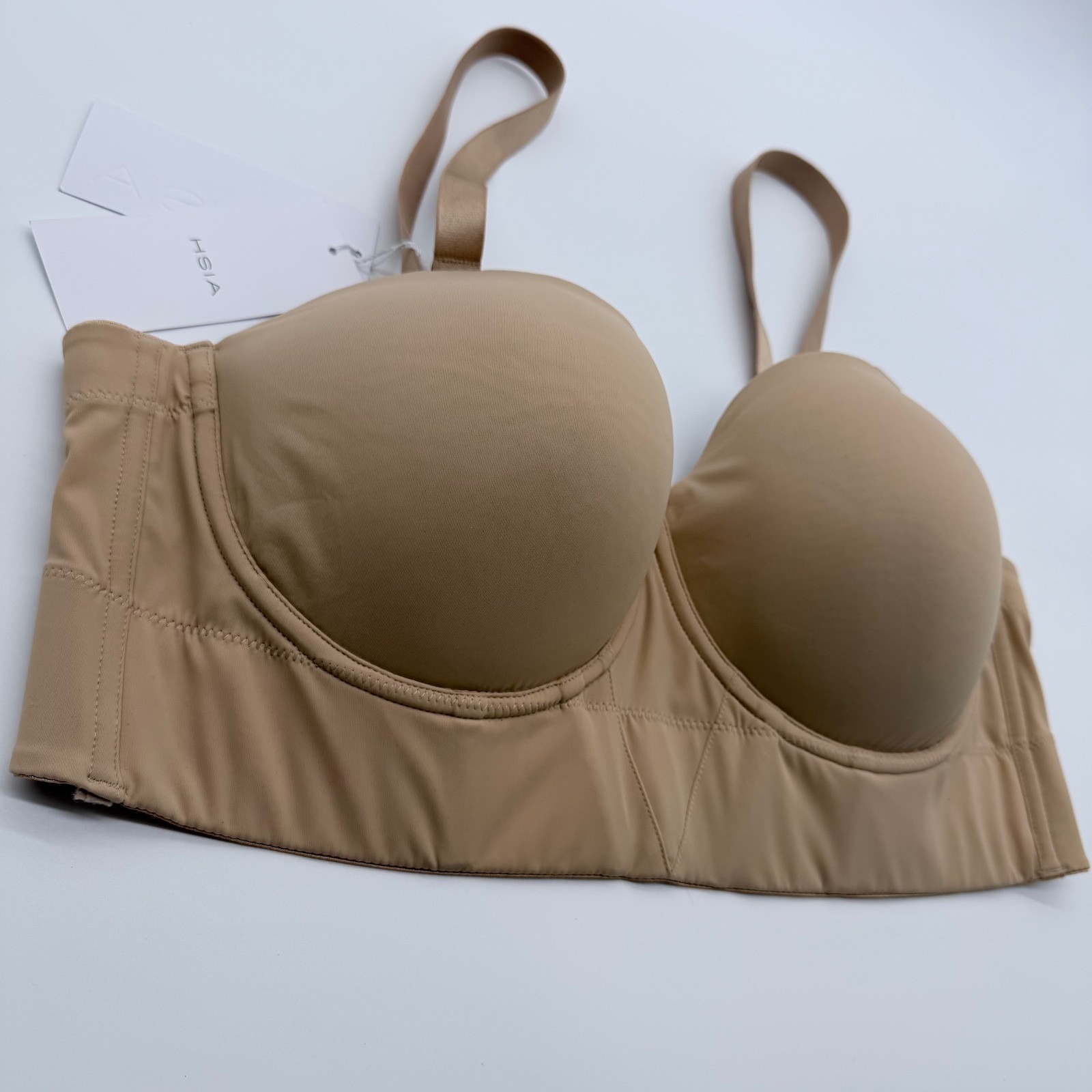 40d Hsia Women Tan Nude Longline Balconette Underwire Bra 40d Padded Smooth Back